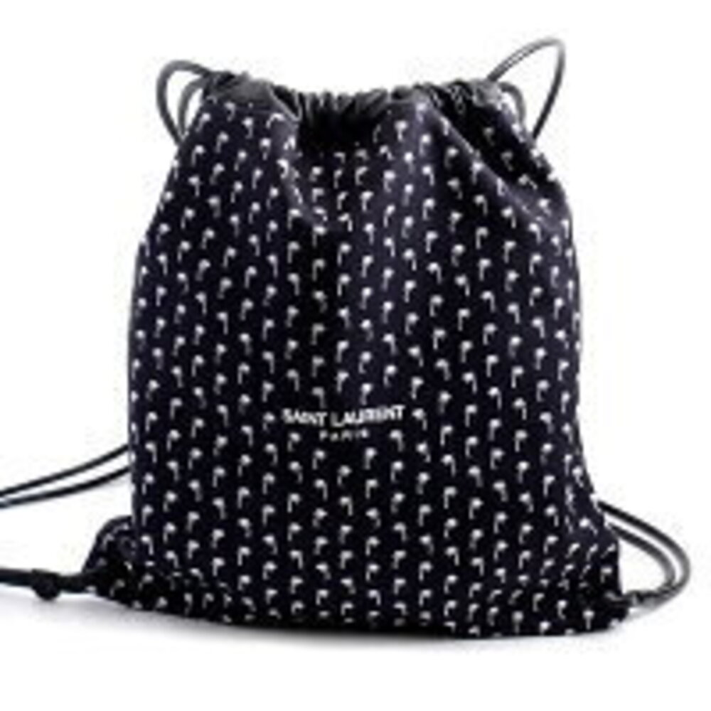 SAINT LAURENT Yves drawcord backpack canvas leather black